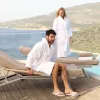 Halat de baie frotir cu model gofrat Alb XXL, 350 g