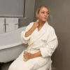 Serene Halat de Baie de Lux din Velur Gofrat Fildeș XXL, 400 g