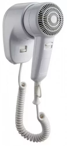 Uscător de păr, montabil pe perete, plastic ABS, alb, 1200W, 92x155x210mm